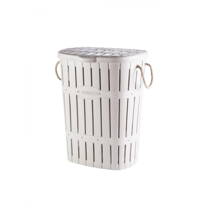 Hafif Plastik Bambu Halatlı Kirli Çamaşır Sepeti, 65 L