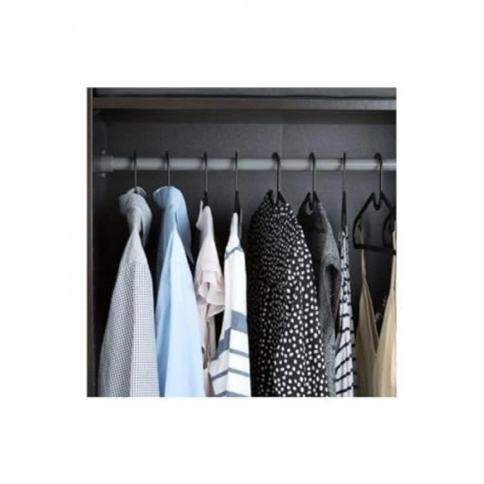 Hafif Plastik Elbise Askısı Seti - 30lu Siyah Set, 39 cm