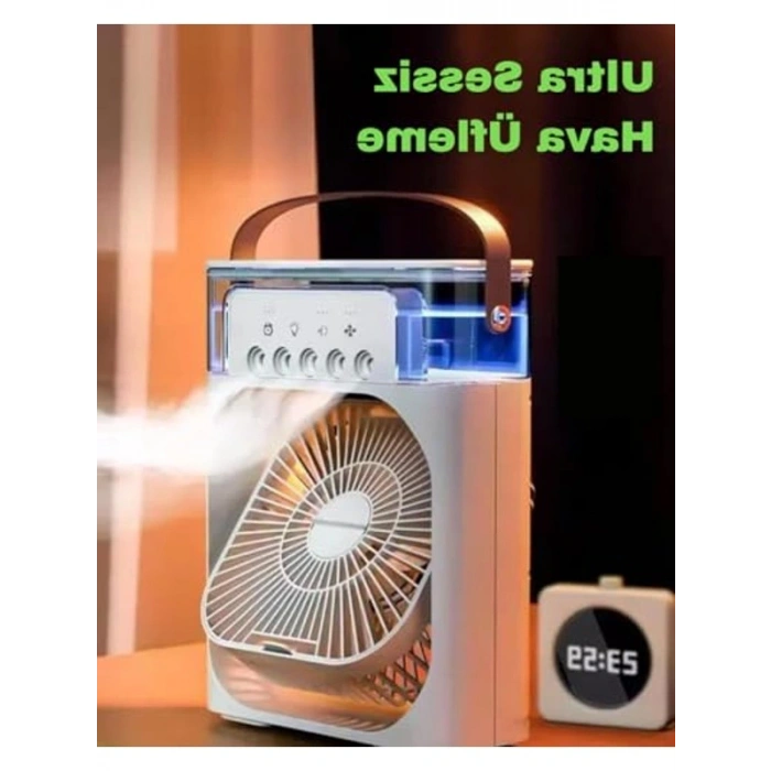Haki Renkli Hava Soğutucu Vantilatör, LED Işıklı, Taşınabilir