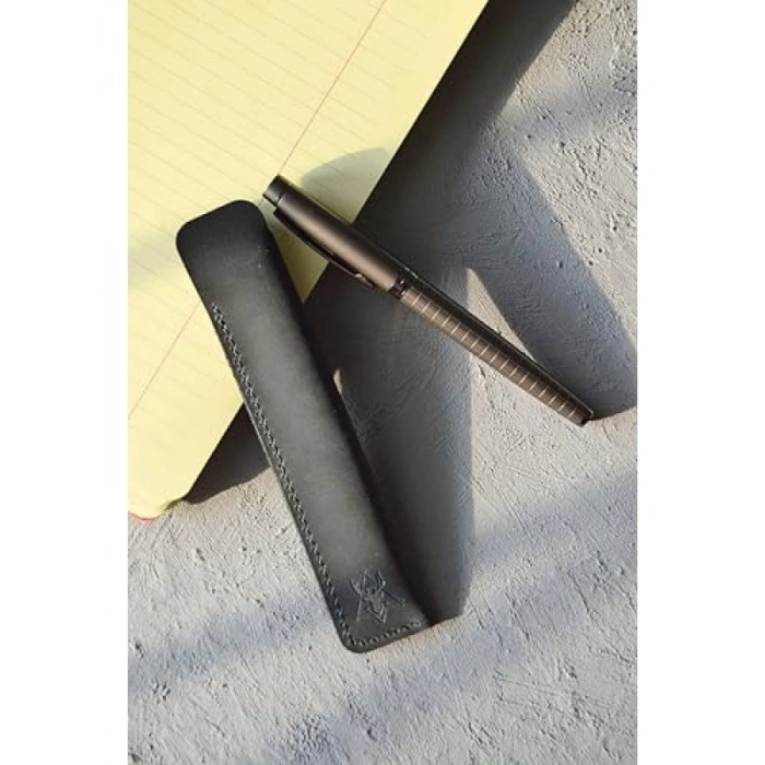 Hakiki Deri Minimal Kalemlik - Siyah