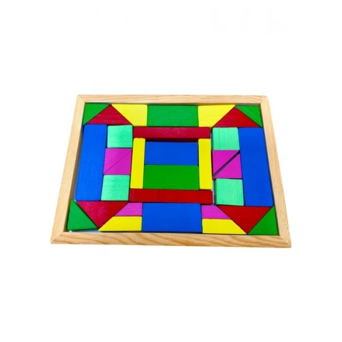 Hamaha Eğitici Ahşap Oyuncak | Renkli Geometrik Şekiller Blok Seti