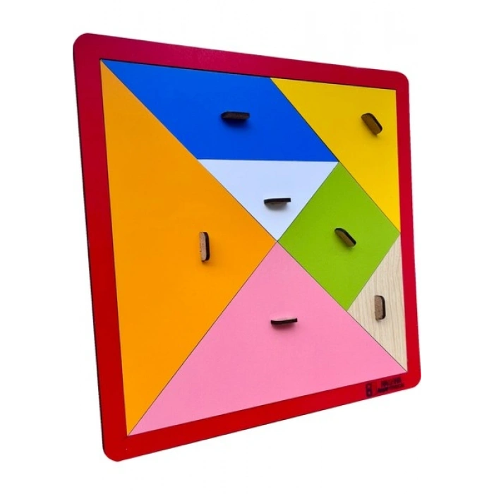 Hamaha Eğitici Ahşap Oyuncak | Tutmalı Ahşap Mega Tangram 28 cm x 28 cm