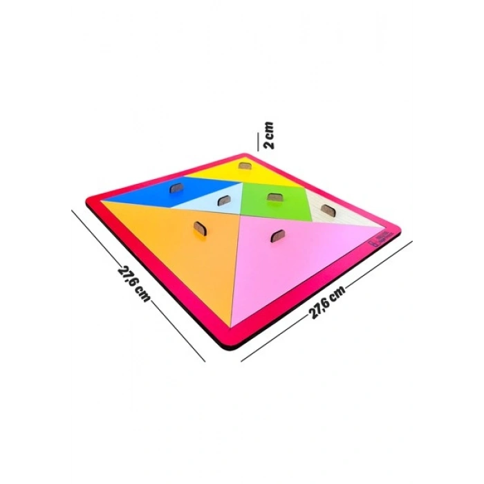 Hamaha Eğitici Ahşap Oyuncak | Tutmalı Ahşap Mega Tangram 28 cm x 28 cm
