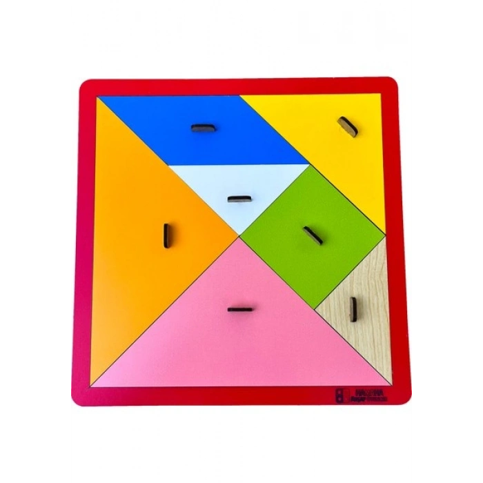 Hamaha Eğitici Ahşap Oyuncak | Tutmalı Ahşap Mega Tangram 28 cm x 28 cm