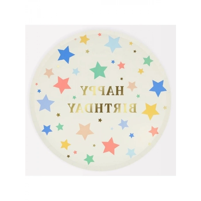 - Happy Birthday Stars Dinner Plates - Happy Birthday Yıldızlar Tabalar (L) (x8)