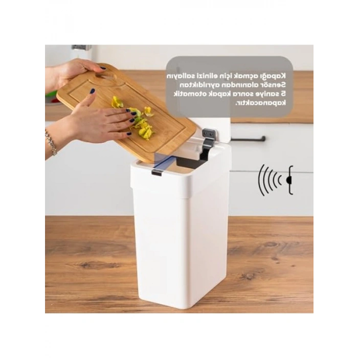 Hareket Sensörlü Banyo Mutfak Çöp Kovası, 9 litre Kapasite ile Sessiz Kullanım