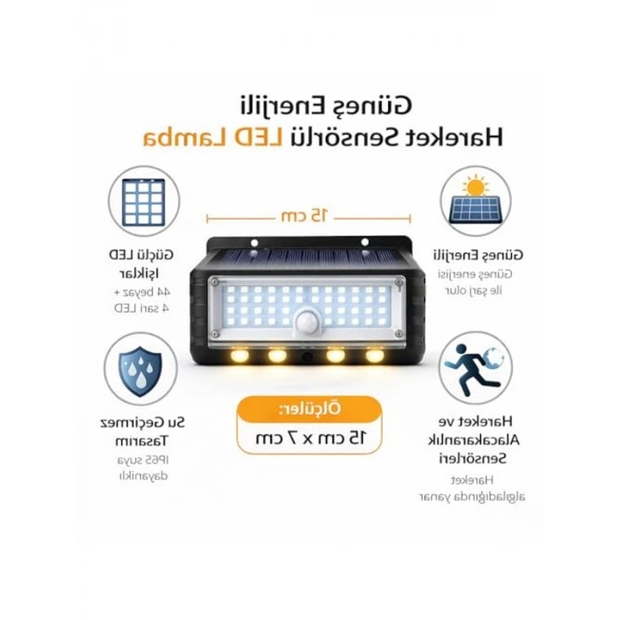 Hareket Sensörlü LED Duvar Lambası, Su Geçirmez ve Çok Modlu