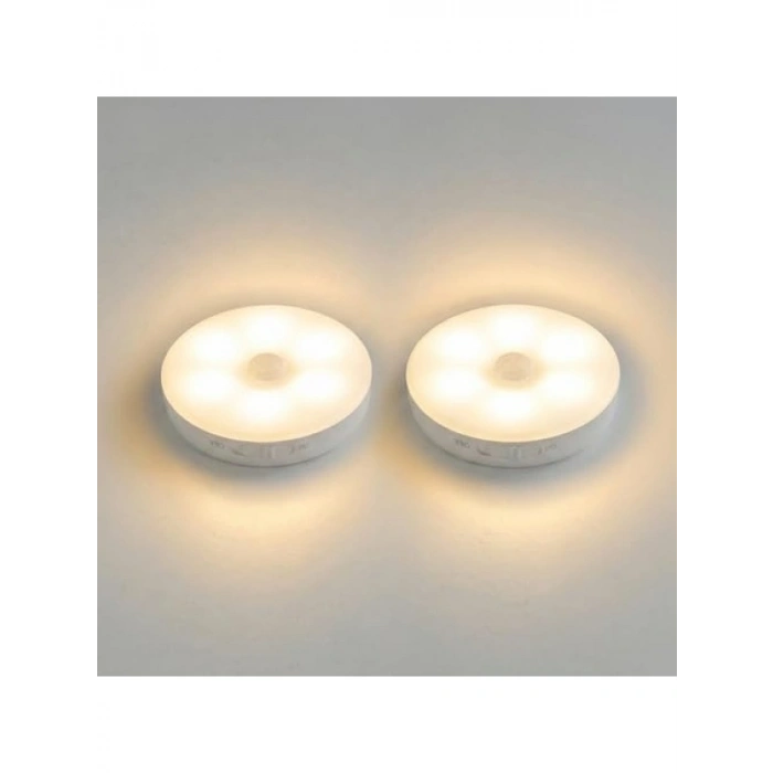 Hareket Sensörlü Şarj Edilebilir LED Gece Lambası, 4000k Günışığı (2 Adet)