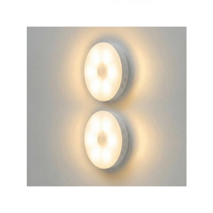 Hareket Sensörlü Şarj Edilebilir LED Gece Lambası, 4000k Günışığı (2 Adet)