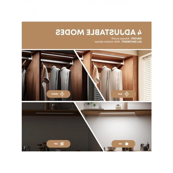 Hareket Sensörlü Şarj Edilebilir LED Mutfak Işığı, 2li Paket