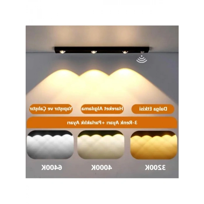 Harekete Duyarlı LED Gece Lambası, 40 cm Uzunluğunda, USB Şarjlı
