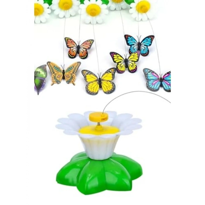 Hareketli Dönen Kelebek Kedi Oyuncağı - Pille Çalışır