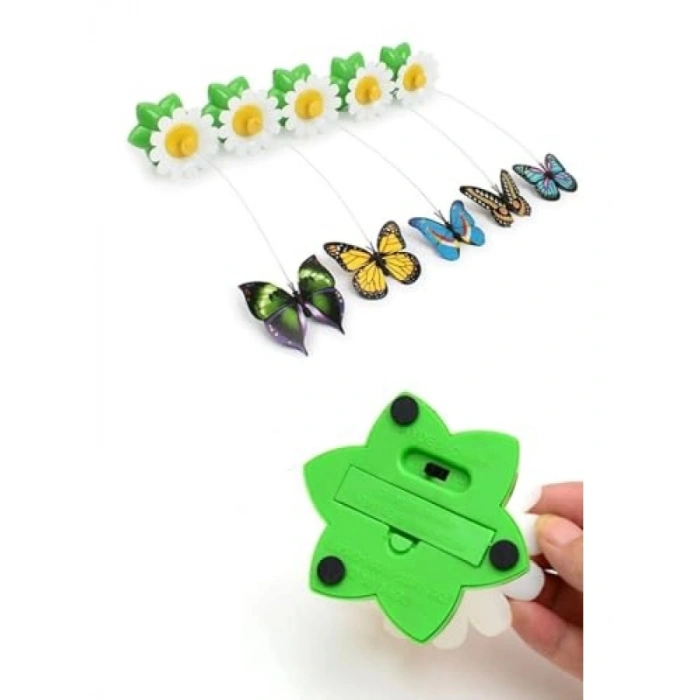 Hareketli Dönen Kelebek Kedi Oyuncağı - Pille Çalışır