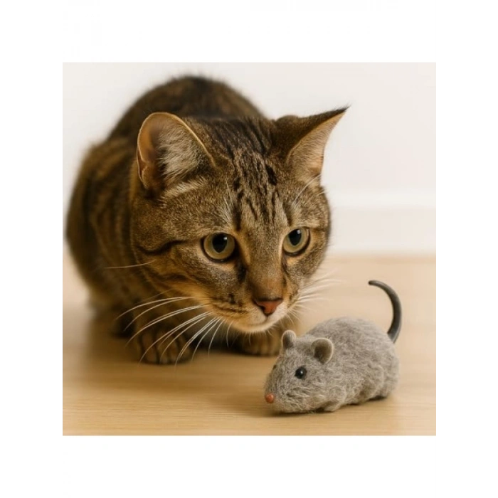 Hareketli Fare Şeklinde Eğlenceli Kedi Oyuncağı, Dayanıklı Peluş