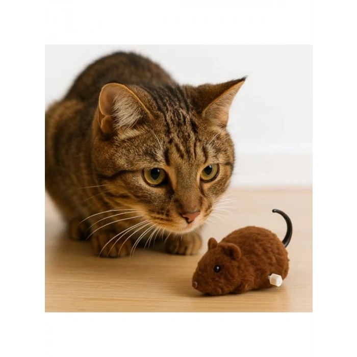 Hareketli Fare Şeklinde Peluş Kedi Oyuncağı, Zihinsel Uyarım İçin