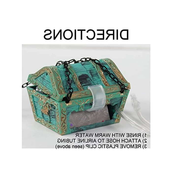 Hareketli Hazine Sandığı ve Dalgıç Temalı Akvaryum Dekoru, 4 İnç