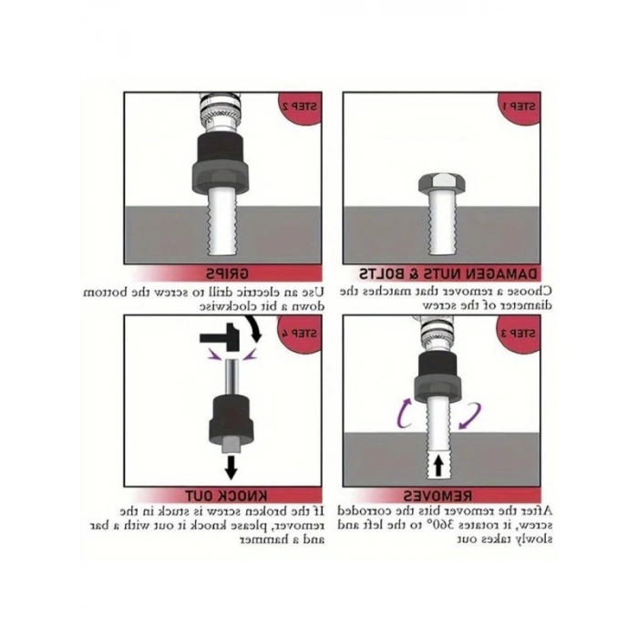 Hasarlı Civata ve Somun Sökme Seti 10 Parça