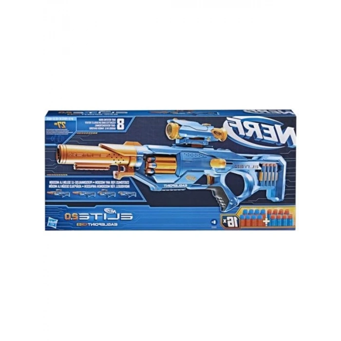 Hasbro  Elite 2.0 Eaglepoint Rd-8 Atıcı 8 Dart Tamburu, Çıkarılabilir Nişan Dürbünü Ve Namlu, 16  Dart, Sürgü Hareketi