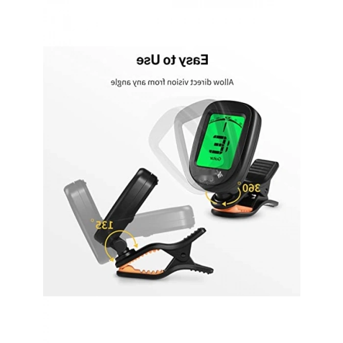 Hassas Klipsli Kromatik Tuner, Akustik Gitar, Bas, Keman ve Ukulele için