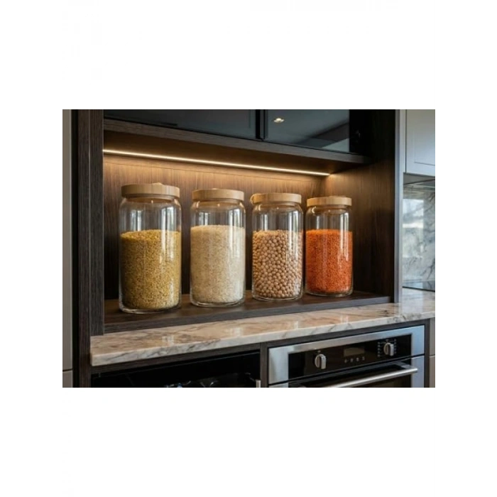 Hava Geçirmez Cam Kavanoz - Bambu Kapaklı 1200 ml