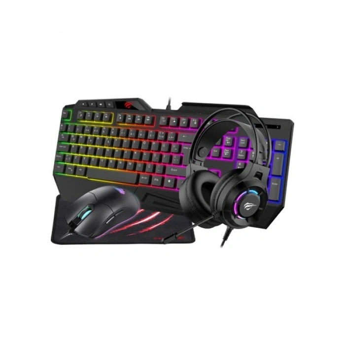 Havit Gamenote KB905CM-TUR 4lü Gaming Set – Klavye, Mouse, Kulaklık, Mousepad – Rainbow Aydınlatma, Türkçe Q, Pc Uyumlu