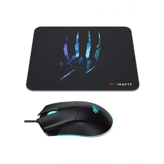 Havit Gamenote MS1037CM Rgb Ledli Makrolu 7200DPI Gaming Oyuncu Mouse + Mouse Pad