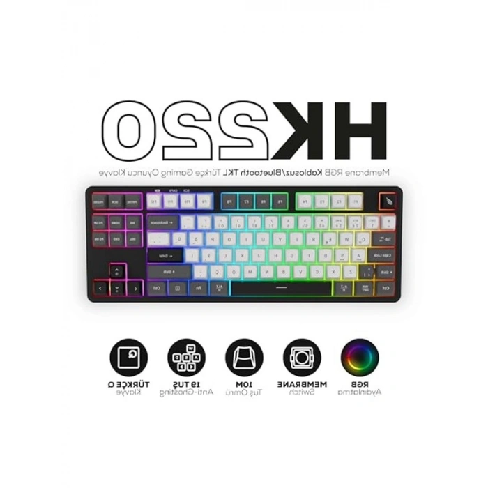 RGB Kablosuz Gaming Klavye, Siyah ve Beyaz Renk Seçenekleri ile
