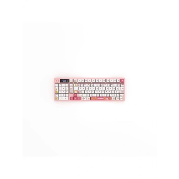 Hawk Gaming HK258 Membrane LCD RGB Kablosuz/Bluetooth Siyah Turuncu Full Türkçe Gaming Klavye (Beyaz Pembe)