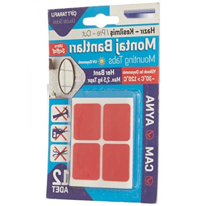 Hazır Kesilmiş Şeffaf Montaj Bandı - 12li Set