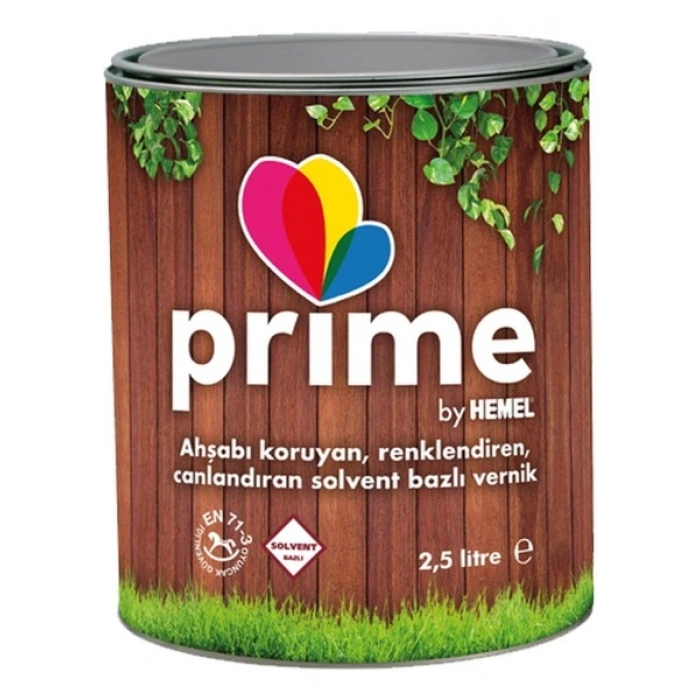 Hemel Prime Solvent Bazlı Renkli Ahşap Vernik - 2,5 Lt Burma