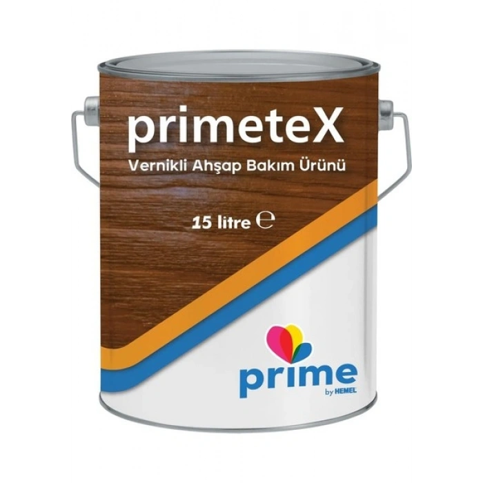 HEMEL Primetex Solvent Bazlı Yarı Şeffaf Vernikli Ahşap Koruyucu 15 Lt Koyu Ceviz