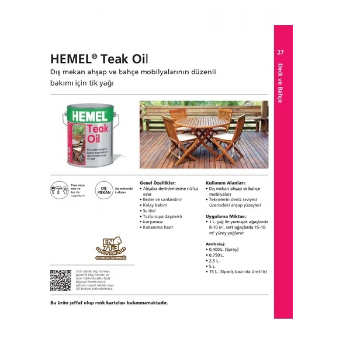 Hemel Teak Oil Yağ Teak Yağı 5 Lt