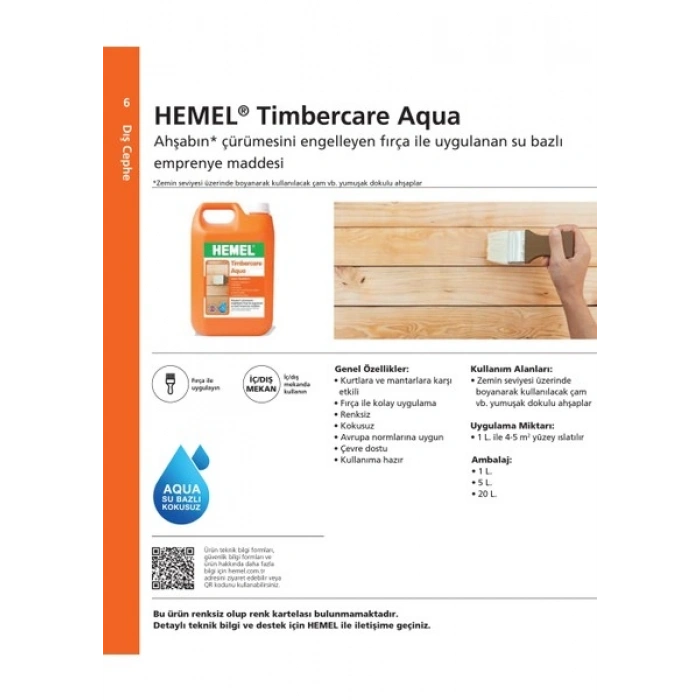 Hemel Tımbercare Aqua Fırça Emprenye Şeffaf 1 Lt