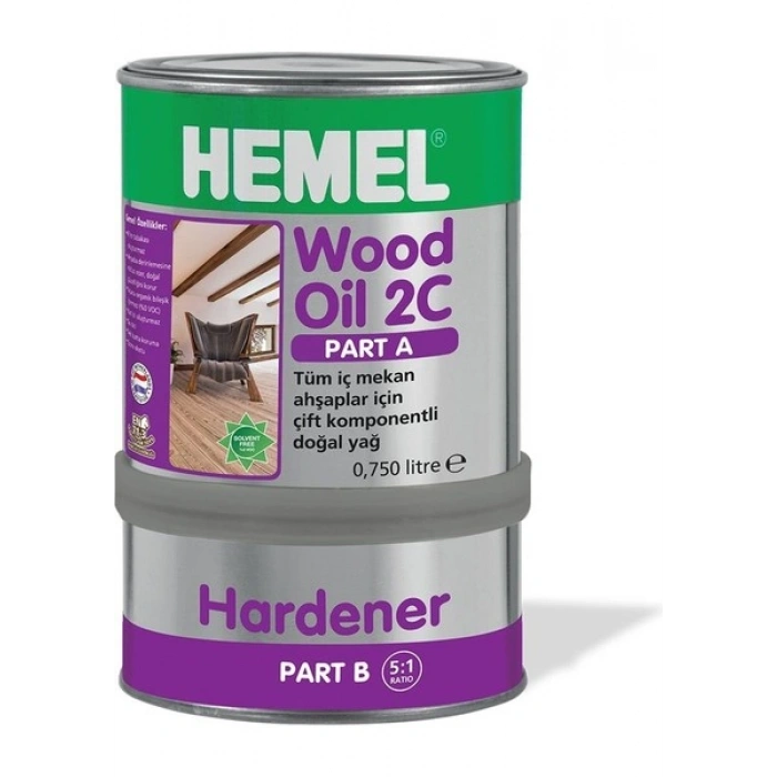 Hemel Wood Oil 2c-Ahşaplar Için Çift Komponentli Yağ - 0,300 Lt Bıtter Chocolate