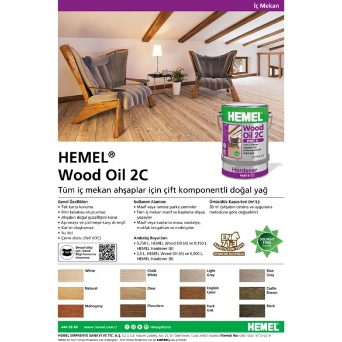 HEMEL WOOD OİL 2C-SET YAĞ İÇ MEKAN 0,90 LT