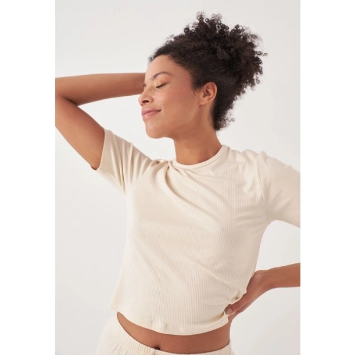 Herita Crop Bej Şort Takım S-M