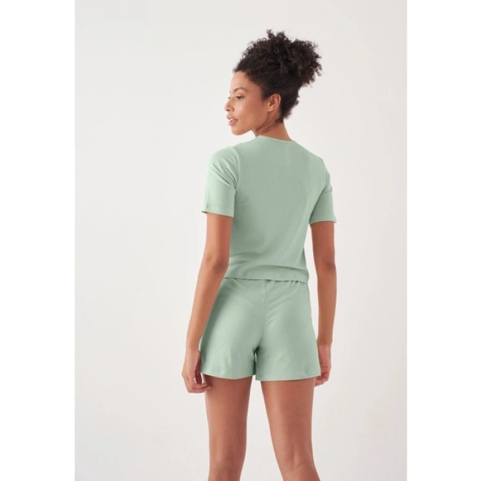 Herita Crop Pijama Sort Takim - Mint