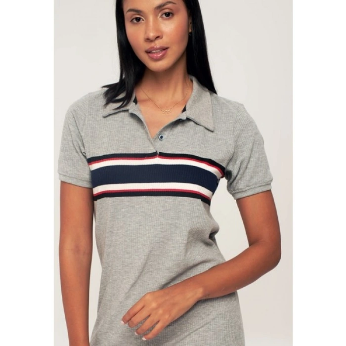 Herita Gri Polo Yaka Elbise