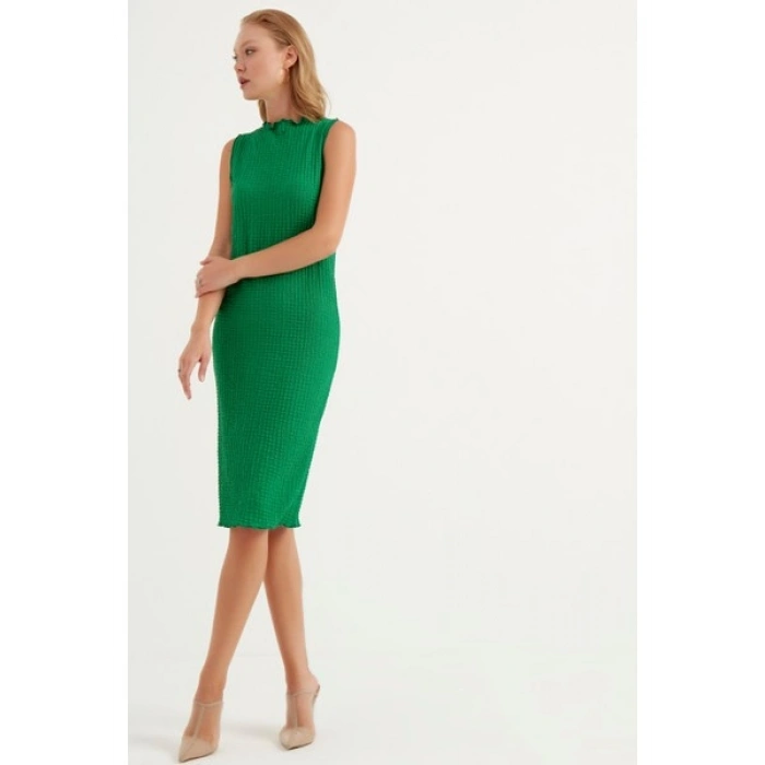 Herita Kolsuz Maxi Boy Elbise - Yesil