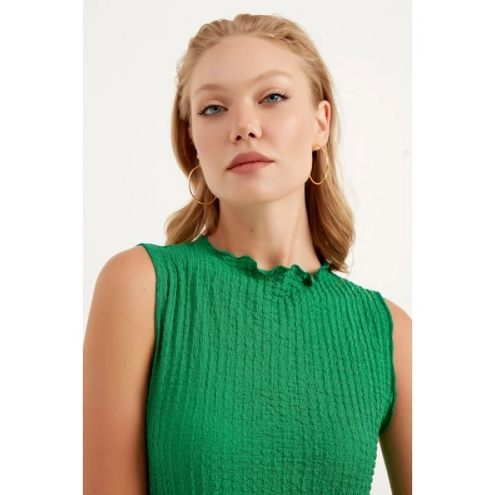 Herita Kolsuz Maxi Boy Elbise - Yesil