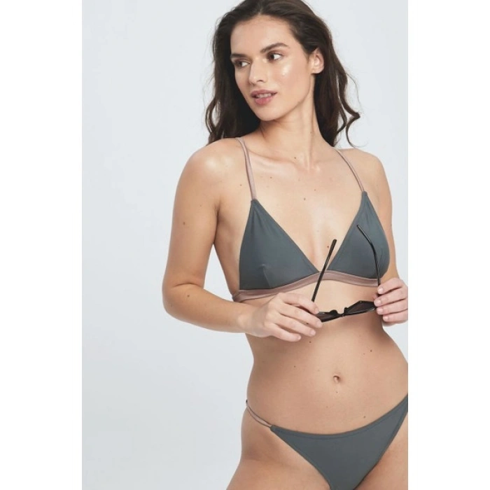 Herita Üçgen Simli Bikini Takım Antrasit