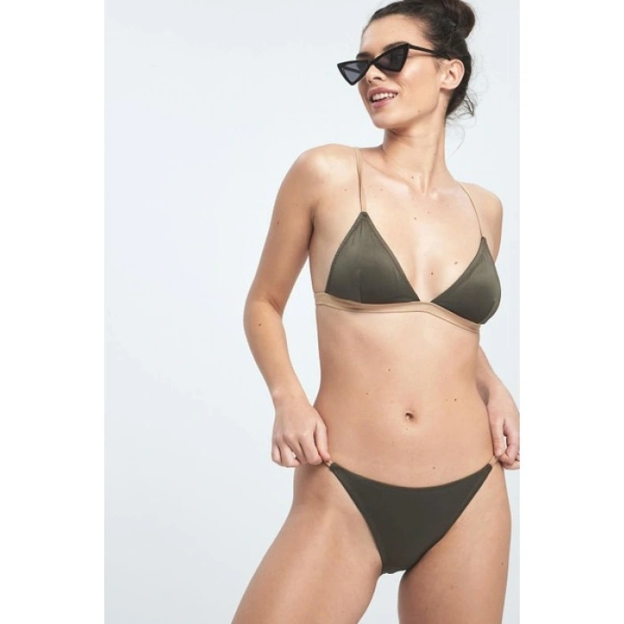 Herita Üçgen Simli Bikini Takım Haki