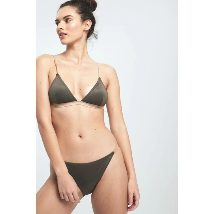 Herita Üçgen Simli Bikini Takım Haki