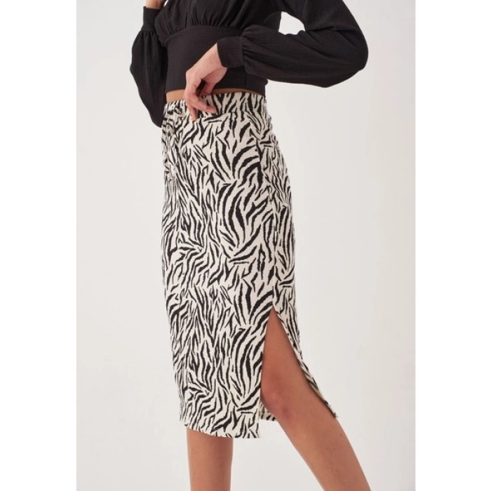 Herita Zebra Desenli Etek