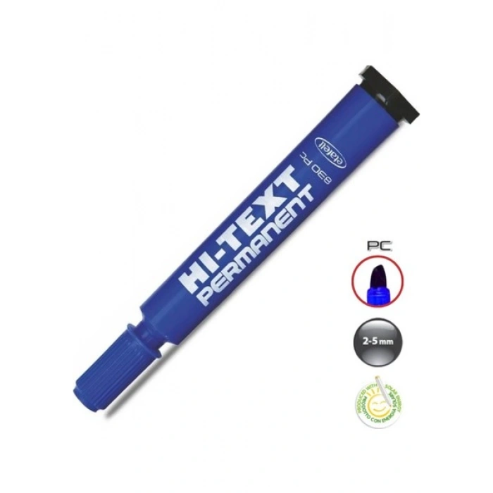 Hi-Text Permanent 830PC Kesik Uçlu Mavi Markör Kalem 12li