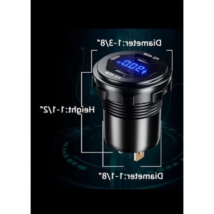 Hızlı Şarj ve Voltmetre Göstergeli Anahtarlı Araç Aksesuarı