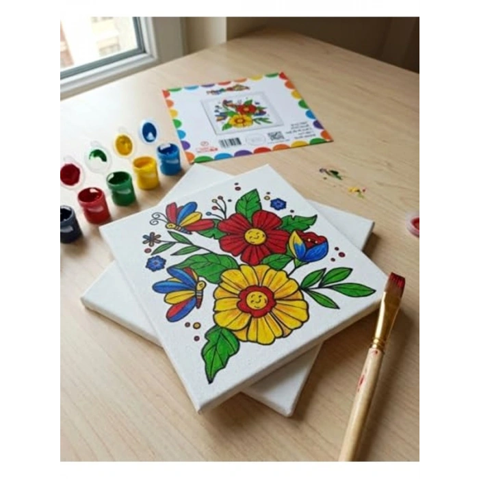 Hobi Boyama Seti, 20x20 cm Tuval ve 6 Renk Akrilik Boya
