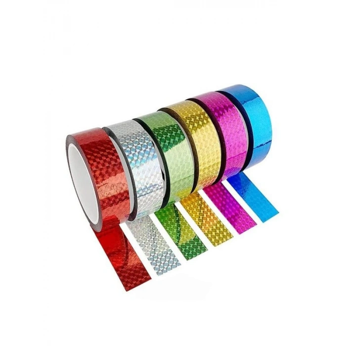 Hologram Bant Seti, 6 Renk 18mm x 3 Metre, Fosforlu Desen