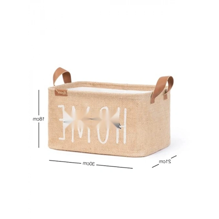 Home Sweet Home Baskılı Jüt Sepet - 30x21x18 cm