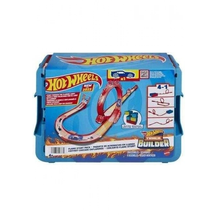 Hot Wheels Alev Temalı Akrobasi Seti HMC04 16 Yol Yapım Parçası ve 1 Oyuncak Araba